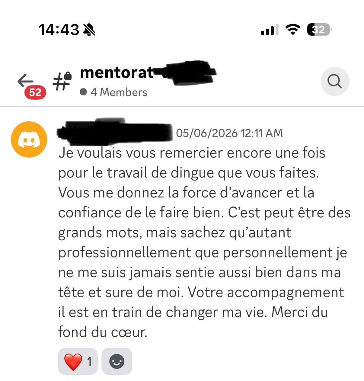 Témoignage d’une élève : « Vous me donnez la force d’avancer… votre accompagnement est en train de changer ma vie. Merci du fond du cœur. »